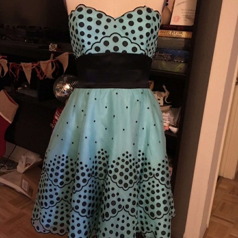 Betsey Johnson Aqua/black party dress